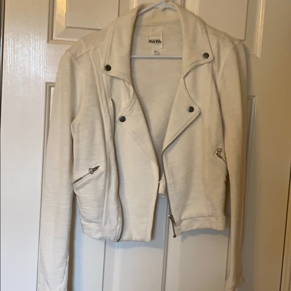 White Moto jacket in sweatshirt material